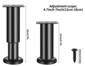 ANBEEISS regulowane nóżki meblowe 12–18 cm – 4 szt., czarne, stal – zdjęcie 2
