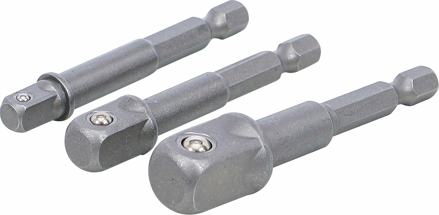 BGS Diy 8204 – zestaw 3 adapterów do wiertarek, chwyt sześciokątny 1/4 cala