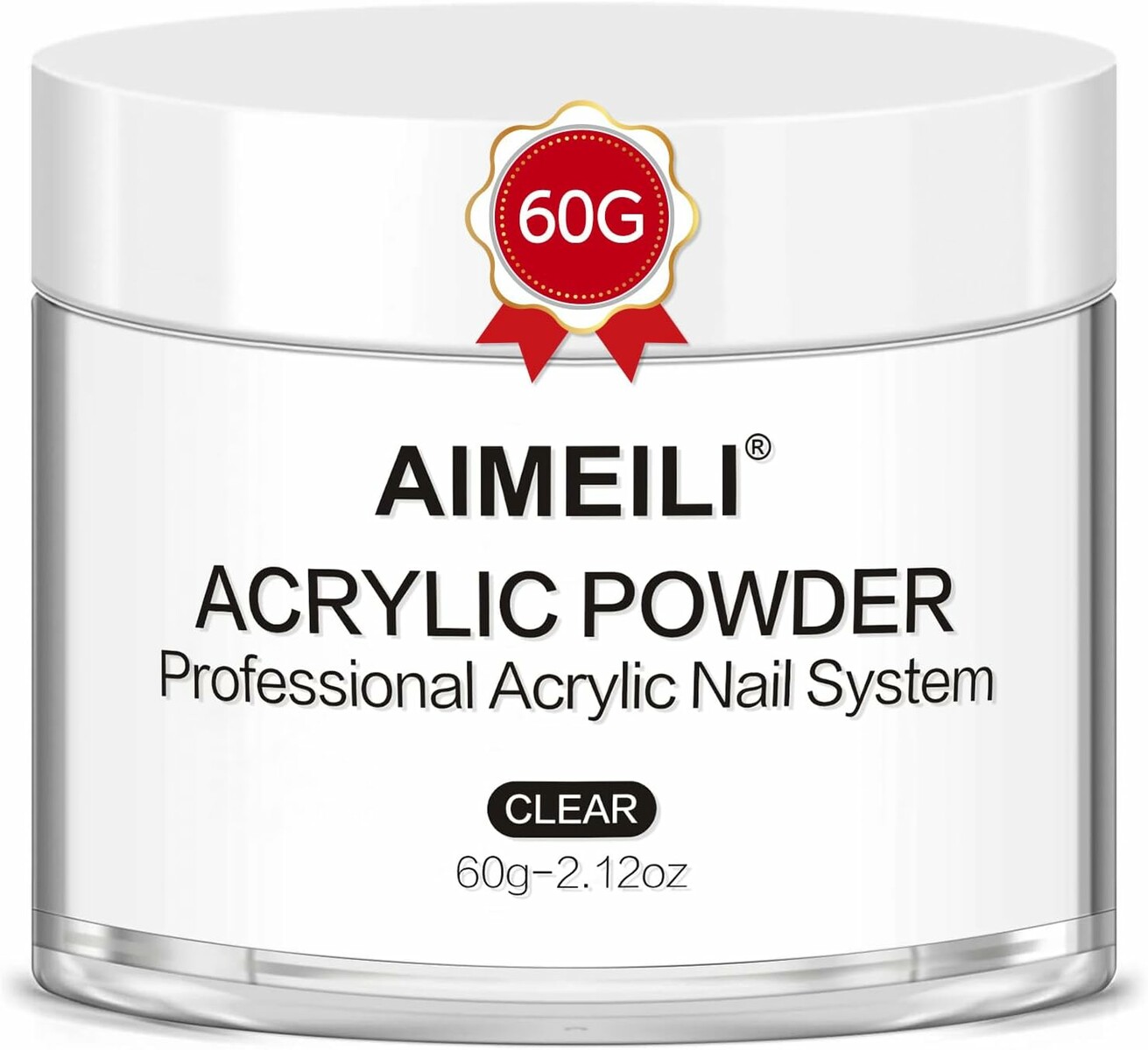 AIMEILI przezroczysty proszek akrylowy do paznokci 60 g – puder do przedłużania