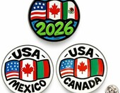 ZENRUIMING zestaw 3 przypinek piłkarskich 2026 – odznaki kibica USA, Kanada, Meksyk – zdjęcie 1
