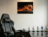 Dazzlewall plakat sportowy piłka nożna w płomieniach 30 x 40 cm – zdjęcie 4