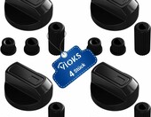 VIOKS – 4 uniwersalne pokrętła do kuchenki Ø 38 mm z adapterami, czarne – zdjęcie 1