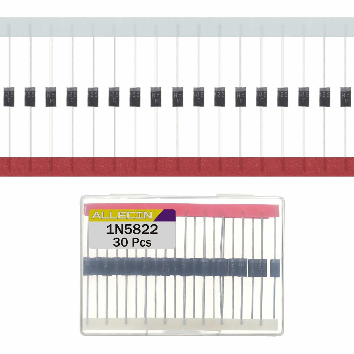 ALLECIN 1N5822 – zestaw 30 diod Schottky’ego 3 A / 40 V DO-201AD