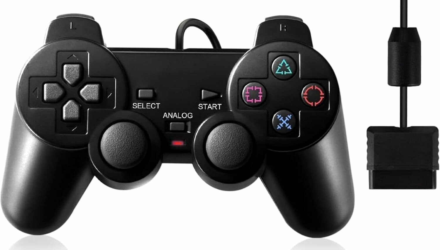FLLAGG20 pad przewodowy do PlayStation 1 (PSX) i PS2, 1,8 m, czarny