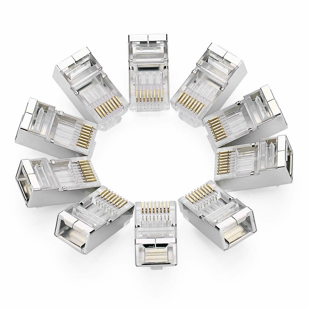UGREEN wtyki RJ45 Cat6 ekranowane 8P8C – pozłacane złącza zaciskane, 10 szt.