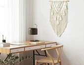 Dremisland Makrama ścienna geometryczna 70 x 40 cm – ręcznie wykonana, beżowa – zdjęcie 5