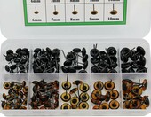 Oczka szklane do filcowania igłowego 140 szt., 6-10 mm – bursztynowe i czarne – zdjęcie 3