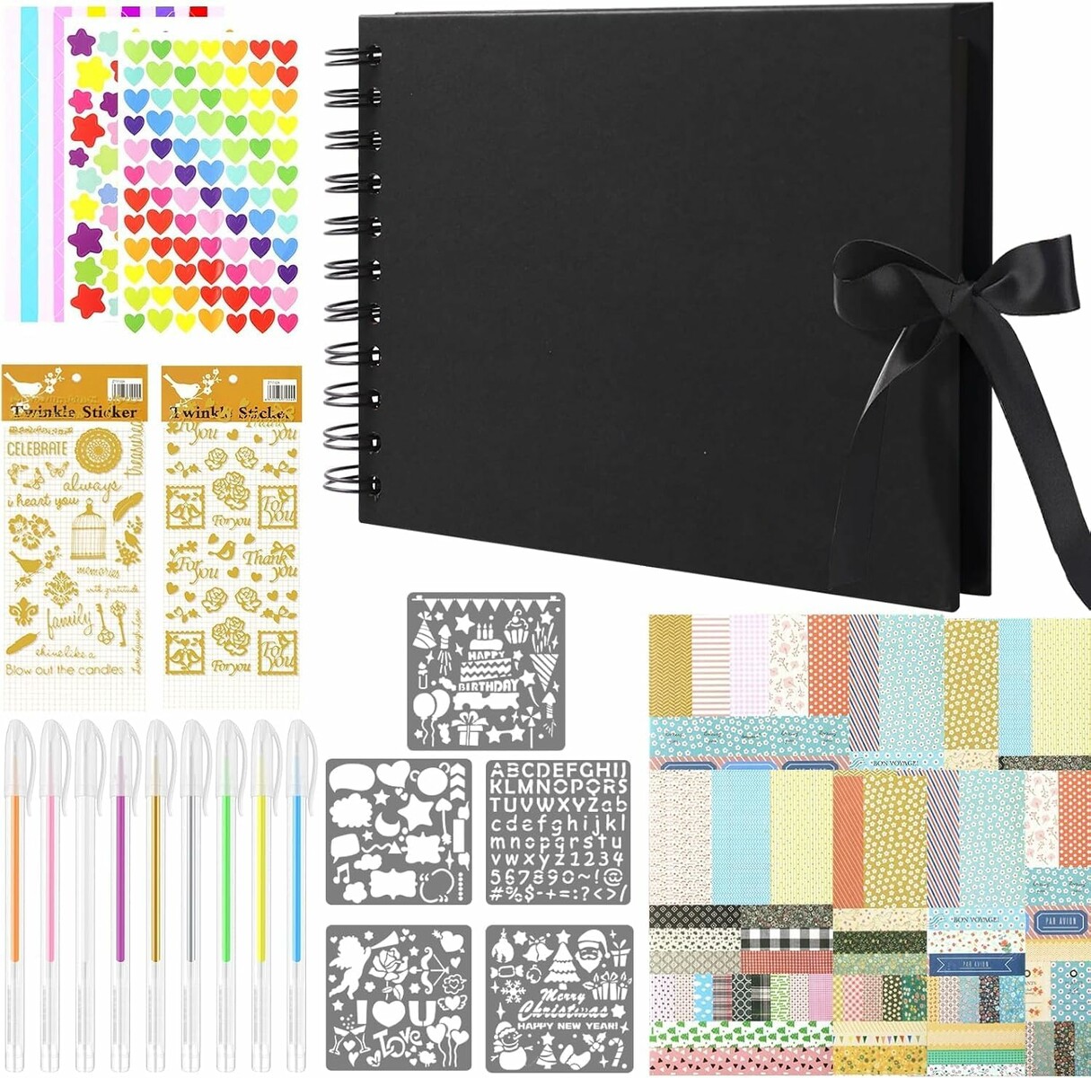 YFPOPONE zestaw do scrapbookingu A4 – album z naklejkami i długopisami żelowymi