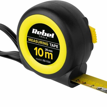 Rebel RB-1134 – miara zwijana stalowa 10 m, szerokość 25 mm, z blokadą