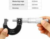 QWORK WD45232 – mikrometr zewnętrzny 0–25 mm, dokładność 0,01 mm – zdjęcie 3