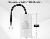 OFFCUP CBB60 20 µF 450 V AC – kondensator roboczy do silnika z przewodami – zdjęcie 2
