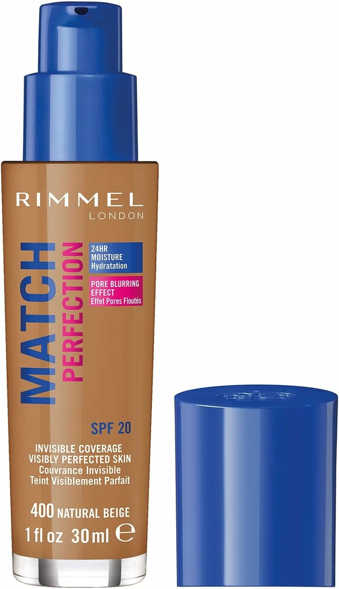 Rimmel Match Perfection 400 Natural Beige – podkład do twarzy w płynie, 30 ml