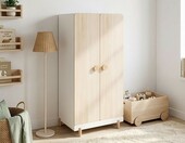 [en.casa] Vaarentaa szafa dziecięca 126 x 60 x 41 cm – 2 drzwi, biały/dąb – zdjęcie 1