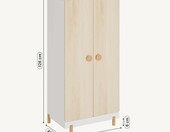 [en.casa] Vaarentaa szafa dziecięca 126 x 60 x 41 cm – 2 drzwi, biały/dąb – zdjęcie 2