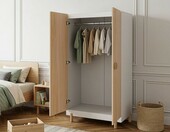 [en.casa] Vaarentaa szafa dziecięca 126 x 60 x 41 cm – 2 drzwi, biały/dąb – zdjęcie 5