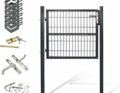 Vigevee furtka ogrodowa metalowa 100 cm z zamkiem i słupkami – antracyt – zdjęcie 1