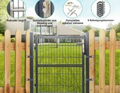 Vigevee furtka ogrodowa metalowa 100 cm z zamkiem i słupkami – antracyt – zdjęcie 2