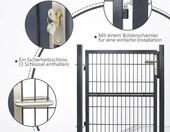Vigevee furtka ogrodowa metalowa 100 cm z zamkiem i słupkami – antracyt – zdjęcie 4