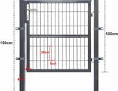 Vigevee furtka ogrodowa metalowa 100 cm z zamkiem i słupkami – antracyt – zdjęcie 5