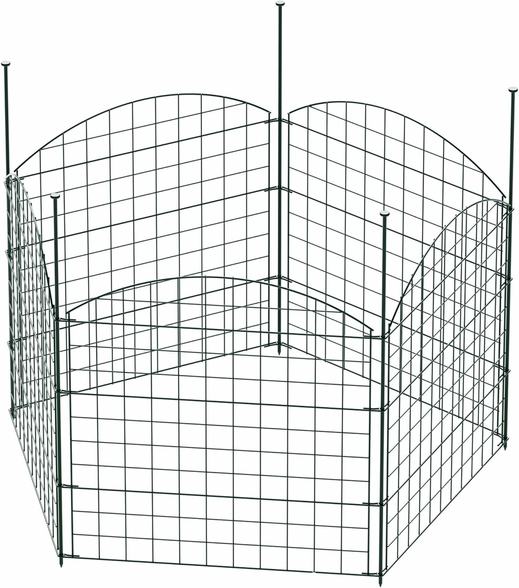 WilTec panele ogrodzeniowe 5 szt. 77 x 78 cm – zielone przęsła z drutu, łuk górny