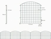 WilTec panele ogrodzeniowe 5 szt. 77 x 78 cm – zielone przęsła z drutu, łuk górny – zdjęcie 3
