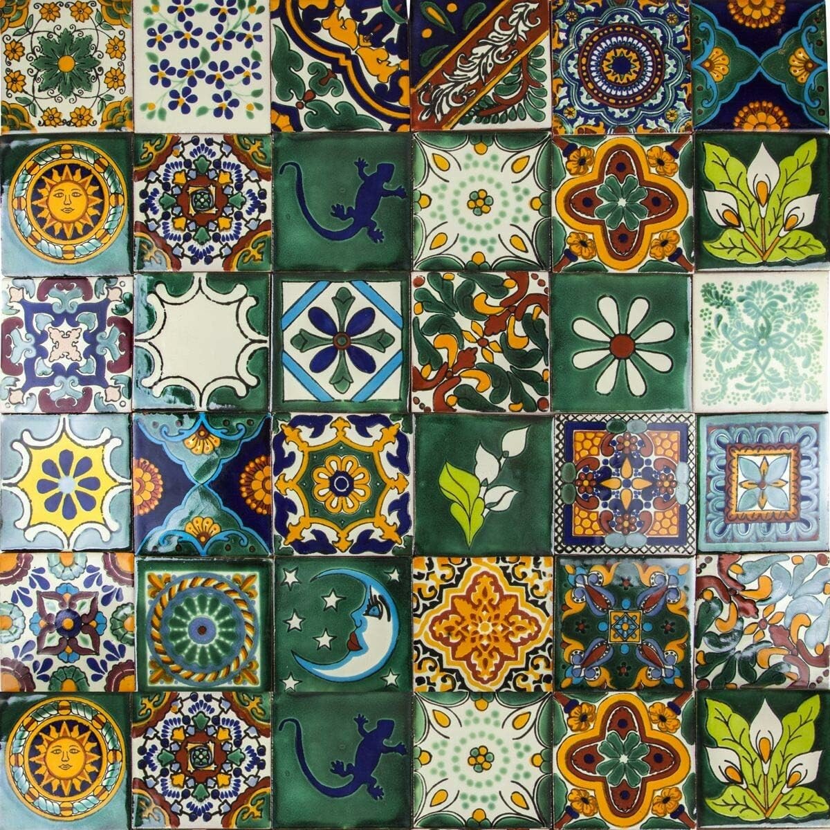 Cerames Talavera Verde – 30 glazurowanych płytek ściennych 10,5 x 10,5 cm, zielone