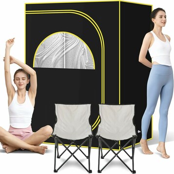 amocane przenośna sauna parowa – namiot 120 x 90 x 160 cm z 2 krzesłami