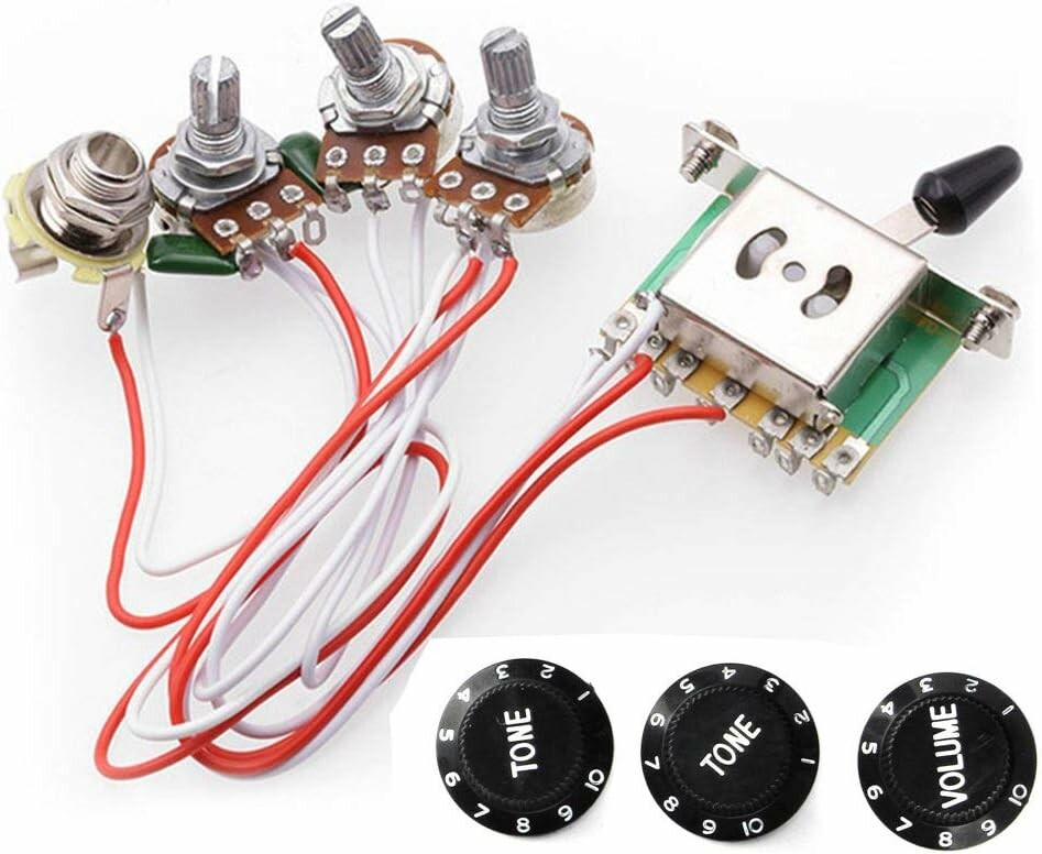 RUNCCI-YUN R120 wiązka elektroniki do gitary elektrycznej – 5-drożny przełącznik, 500 kΩ