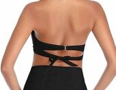 KOEMCY – damska góra od bikini z wyściełanymi miseczkami i dekoltem w szpic, czarna – zdjęcie 5