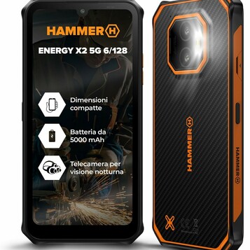 Hammer Energy X2 6/128 GB – wytrzymały smartfon 6,1 cala, IP69, czarno-pomarańczowy
