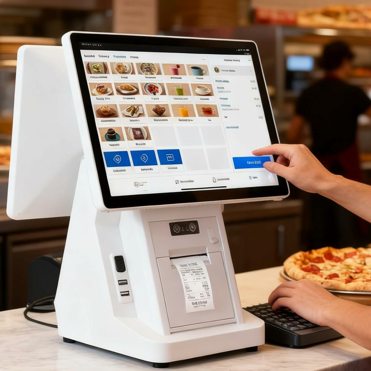 Terminal POS z ekranem dotykowym 15,6 cala, 8 GB RAM, 128 GB SSD, drukarka 58 mm – kasa sklepowa Windows