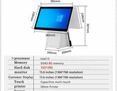 Terminal POS z ekranem dotykowym 15,6 cala, 8 GB RAM, 128 GB SSD, drukarka 58 mm – kasa sklepowa Windows – zdjęcie 2