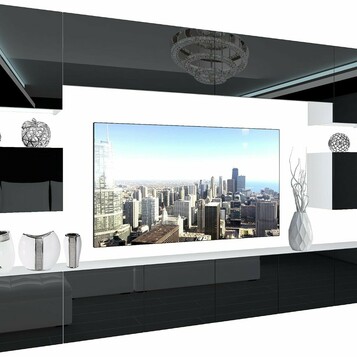 BELINI NEX 3/0/W/B/0/0/PP – czarna meblościanka do salonu z LED, 300 cm