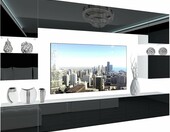 BELINI NEX 3/0/W/B/0/0/PP – czarna meblościanka do salonu z LED, 300 cm – zdjęcie 1