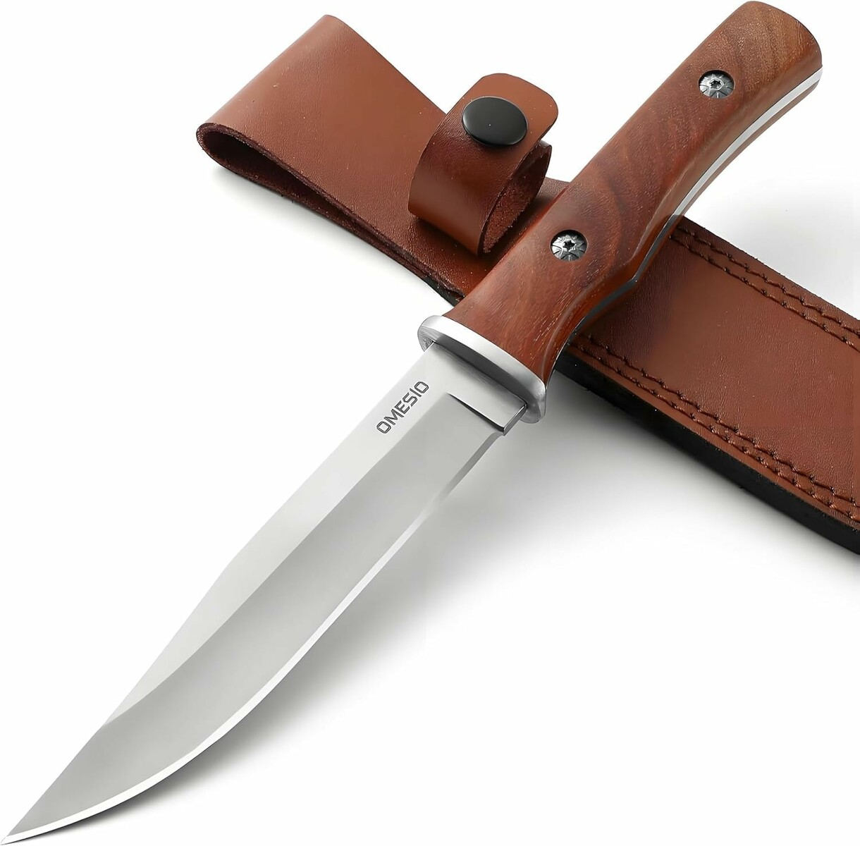 Omesio nóż outdoorowy ze stałym ostrzem 13,8 cm – survival i bushcraft, z pochwą