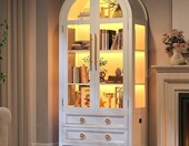 LVSOMT 97066-97068 – biała witryna szklana z LED, 180 x 80 x 40 cm – zdjęcie 1