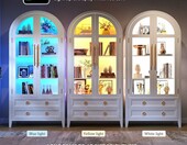 LVSOMT 97066-97068 – biała witryna szklana z LED, 180 x 80 x 40 cm – zdjęcie 4
