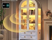 LVSOMT 97066-97068 – biała witryna szklana z LED, 180 x 80 x 40 cm – zdjęcie 5