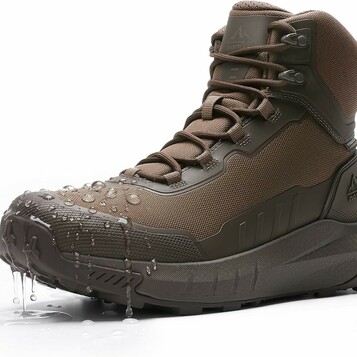 NORTIV 8 męskie buty taktyczne wodoodporne – obuwie wojskowe i turystyczne, ciemnobrązowe