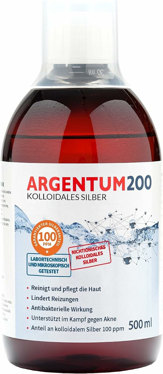 Argentum 200 srebro koloidalne 100 ppm, 500 ml – płyn z miarką