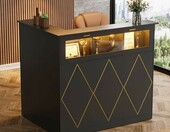 MSFE TTAD016 – lada recepcyjna w kształcie litery L z LED, 126 x 100 x 111 cm, czarna – zdjęcie 1