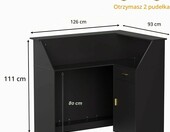 MSFE TTAD016 – lada recepcyjna w kształcie litery L z LED, 126 x 100 x 111 cm, czarna – zdjęcie 2
