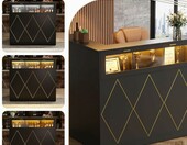 MSFE TTAD016 – lada recepcyjna w kształcie litery L z LED, 126 x 100 x 111 cm, czarna – zdjęcie 3