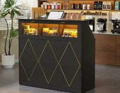 MSFE TTAD016 – lada recepcyjna w kształcie litery L z LED, 126 x 100 x 111 cm, czarna – zdjęcie 4