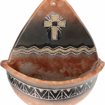 Kropielnica ceramiczna z krzyżem 20 cm Holyart, stan: nowy