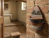 Holyart kropielnica ceramiczna z krzyżem 20 cm – cotto antico i złoto – zdjęcie 2
