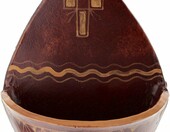 Holyart kropielnica ceramiczna z krzyżem 20 cm – cotto antico i złoto – zdjęcie 3