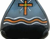 Holyart kropielnica ceramiczna z krzyżem 20 cm – cotto antico i złoto – zdjęcie 4