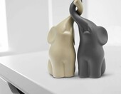 FeinKnick figurka ceramiczna – para słoni, beżowo-szara, 16 cm – zdjęcie 2