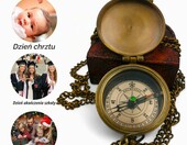 KHUMYAYAD Mosiężny kompas kieszonkowy w stylu antycznym – replika morska ze skórzanym etui – zdjęcie 5